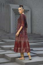 Thumbnail for Juniper Maroon Georgette Festive Printed Anarkali Flared Anarkali Kurta For Women - Distacart