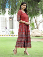 Thumbnail for Juniper Women Rust Georgette Festive Printed Flared Anarkali Kurta - Distacart