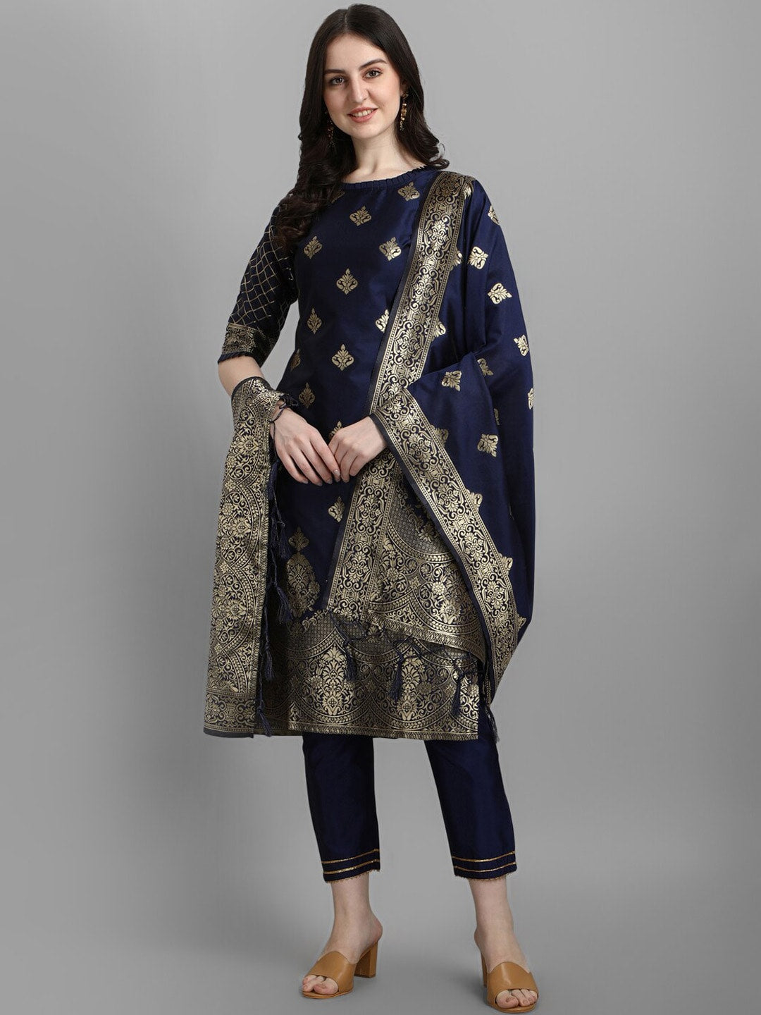 Kalini Woven Design Kurta with Trousers & With Dupatta - Distacart
