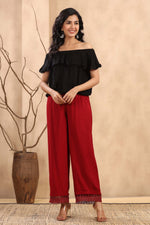 Thumbnail for Juniper Women's Maroon Rayon Straight Solid Palazzo - Distacart