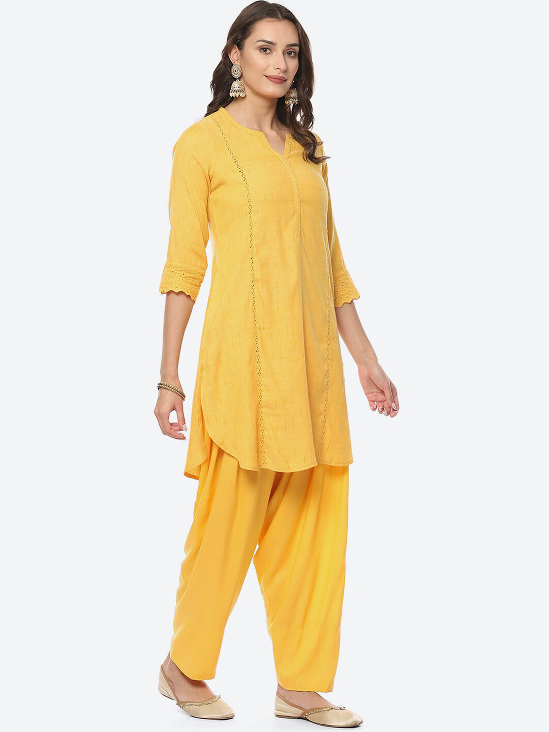 Biba Women Notched Neck Kurta with Salwar & With Dupatta - Distacart