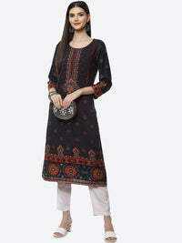 Thumbnail for Biba Women Black Ethnic Motifs Printed Kurta - Distacart