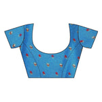 Thumbnail for Vamika Printed Jute Silk Blue Saree (Rishika Blue) for parties