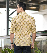 Thumbnail for NOZ2TOZ Men Conversational Printed Cotton Casual Shirt - Beige - Distacart