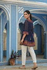 Thumbnail for Juniper Indigo Georgette Festive Printed Flared Tunic For Women - Distacart