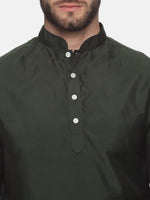 Thumbnail for Sethukrishna Men Green Striped Kurta with Dhoti Pants - Distacart