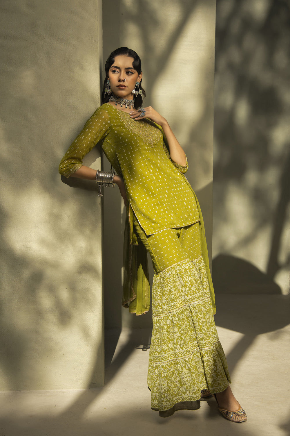 Juniper Green Georgette Festive Embroidered Printed Straight Skd For Women - Distacart