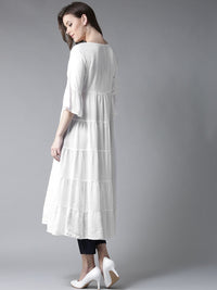 Thumbnail for HERE&NOW Women White Yoke Design Anarkali Kurta - Distacart