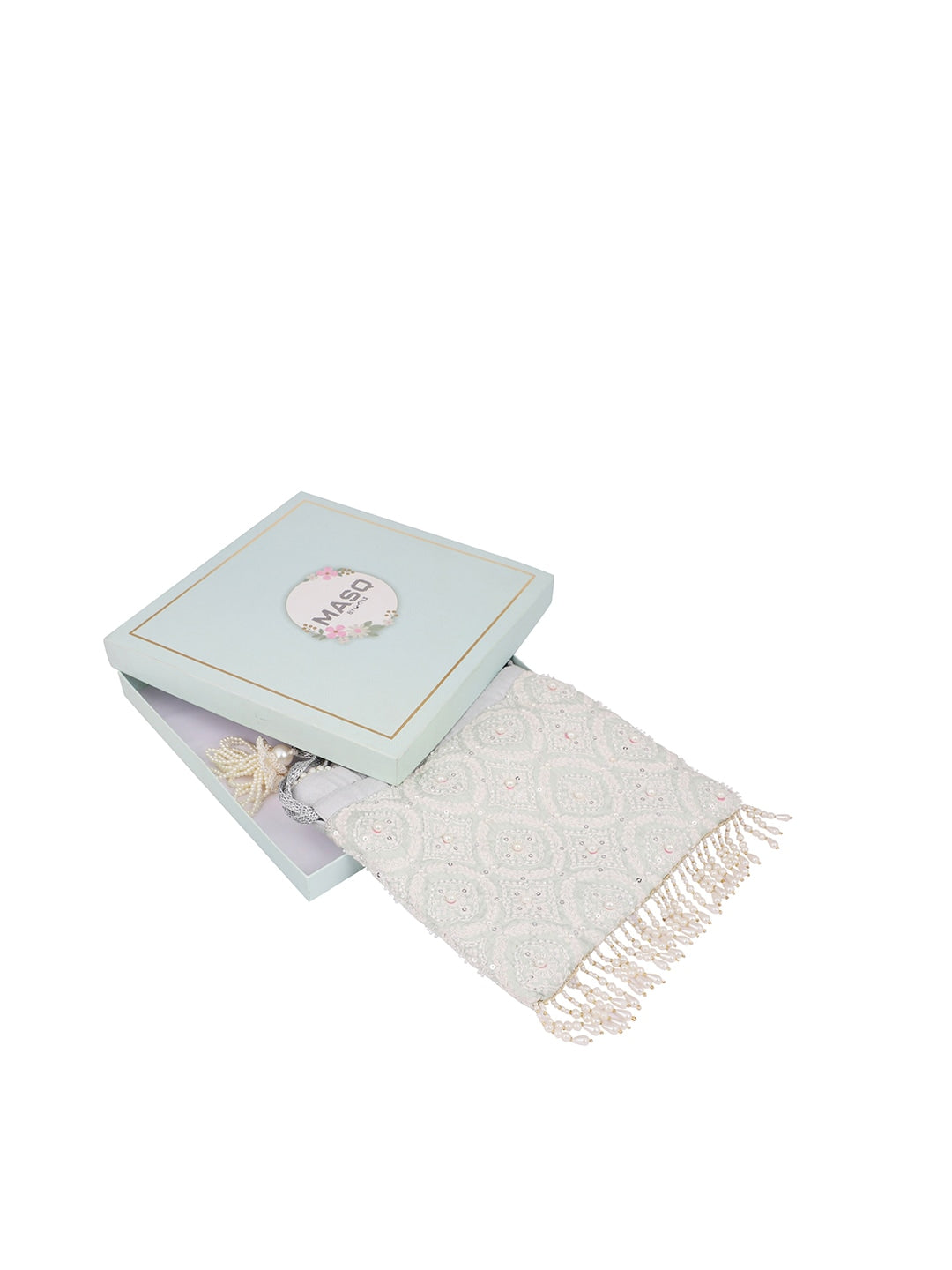 Masq Blue & Gold-Toned Embellished Embroidered Potli Clutch - Distacart