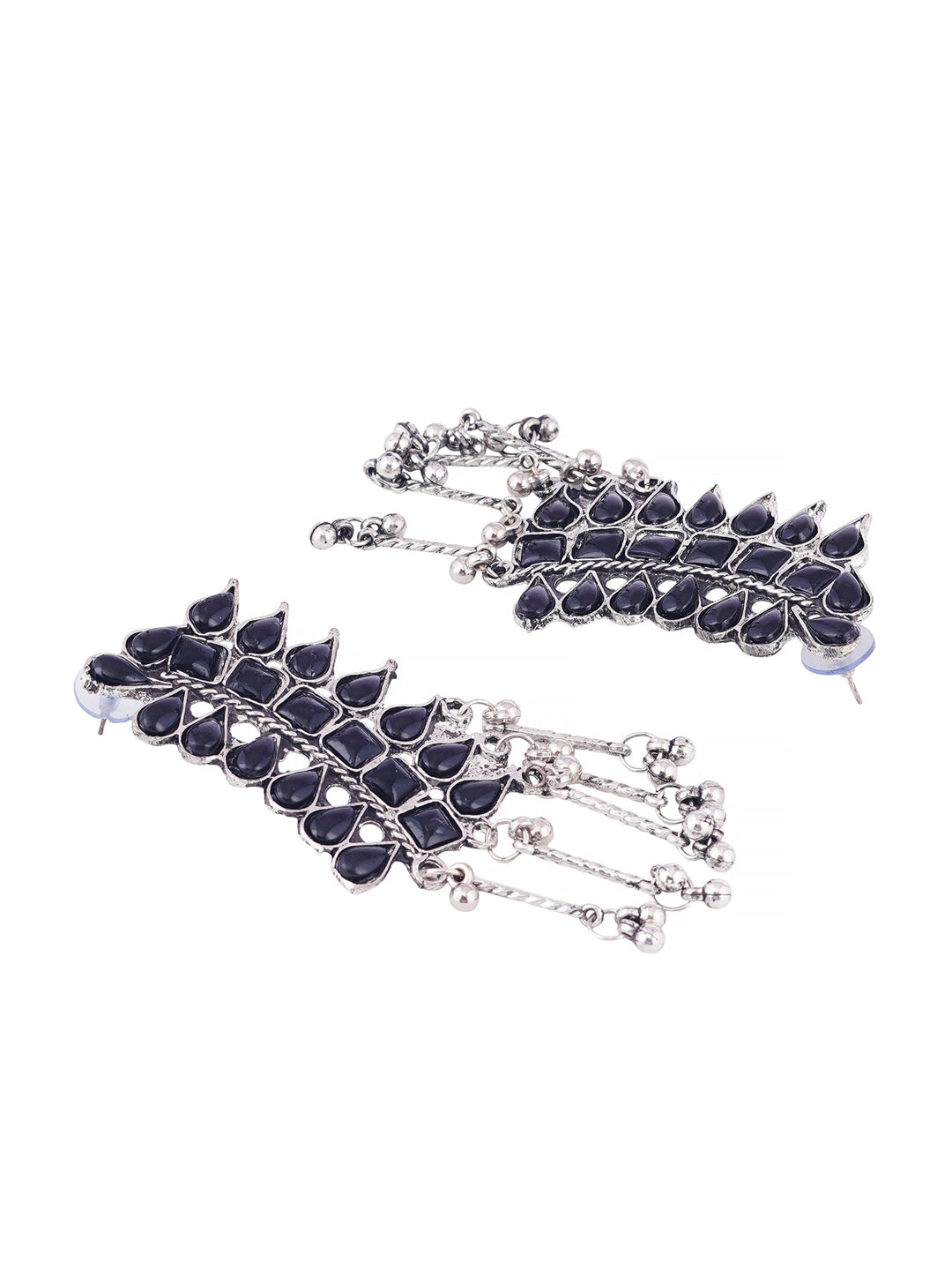 Cardinal Silver-Plated Black Stone Studded Jewellery Set - Distacart