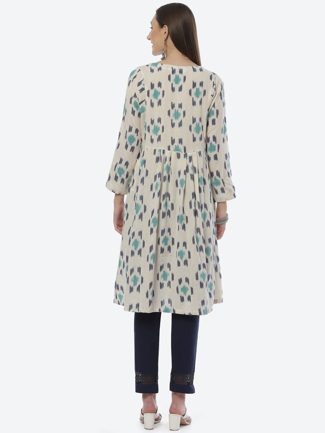 Biba Women Off White Floral Printed Kurta - Distacart