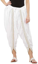 Thumbnail for PAVONINE White Color Embellished Beetel Rayon Fabric Patiala For Women & Girls - Distacart