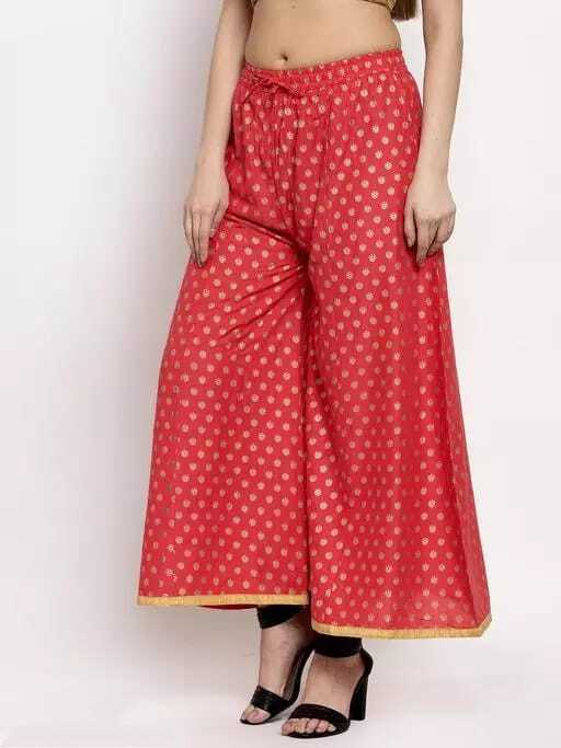 PAVONINE Gajri Color Rayon Fabric Sun Print Palazzo For Women - Distacart