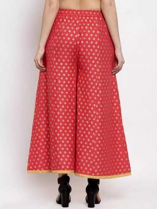 PAVONINE Gajri Color Rayon Fabric Sun Print Palazzo For Women - Distacart