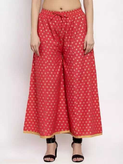 PAVONINE Gajri Color Rayon Fabric Sun Print Palazzo For Women - Distacart