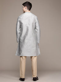 Thumbnail for House of Pataudi Ethnic Motifs Embroidered Thread Work Angrakha Rozana Kurta - Distacart