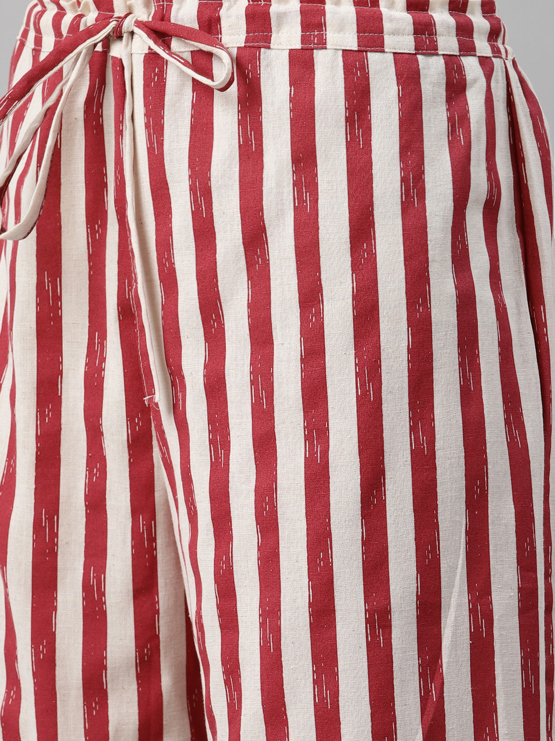 Biba Women Off-White & Maroon Checked Kurta with Palazzos - Distacart