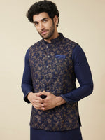 Thumbnail for Manyavar Mandarin Collar Regular Kurta With Pyjamas & Nehru Jacket - Distacart
