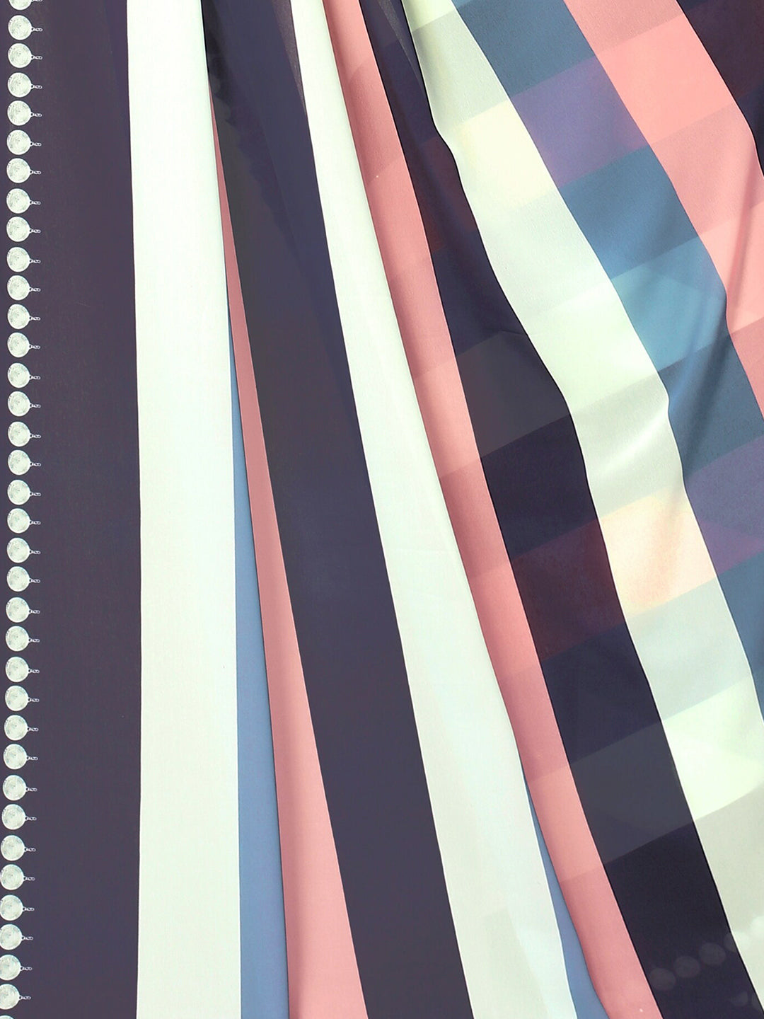 Kalini Pink & Blue Striped Saree - Distacart