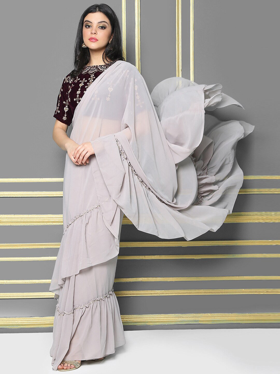 Kalini Solid Party Saree - Distacart