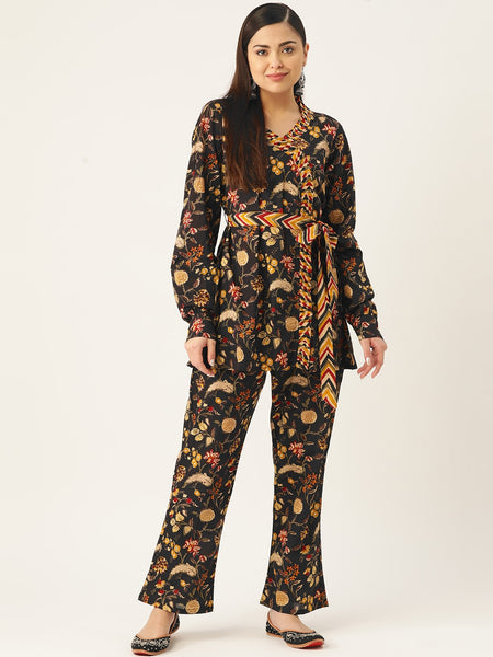 InWeave Women's Black Kalamkari Coord Set With Belt - Distacart