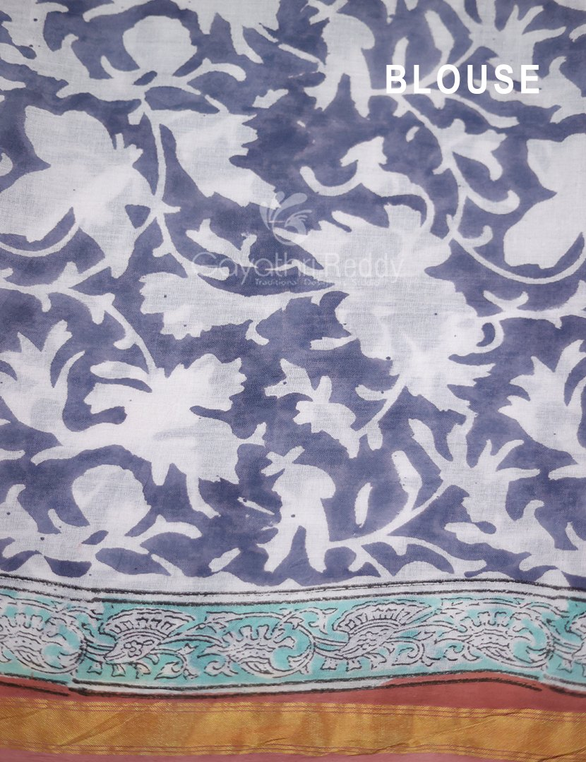 Pastel Chikoo Coloured Combination Printed Cotton Saree By Gayathri Reddy Designer Studio - Distacart