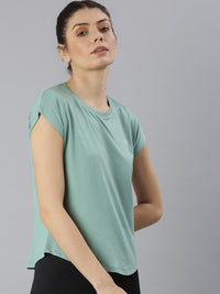 Thumbnail for MKH Women Green Extended Sleeves Dri-FIT Sports T-shirt - Distacart