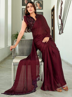 Thumbnail for Tikhi Imli Solid Satin Saree - Distacart