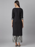 Thumbnail for Khushal K Women Black & Grey Printed Kurta with Palazzos - Distacart