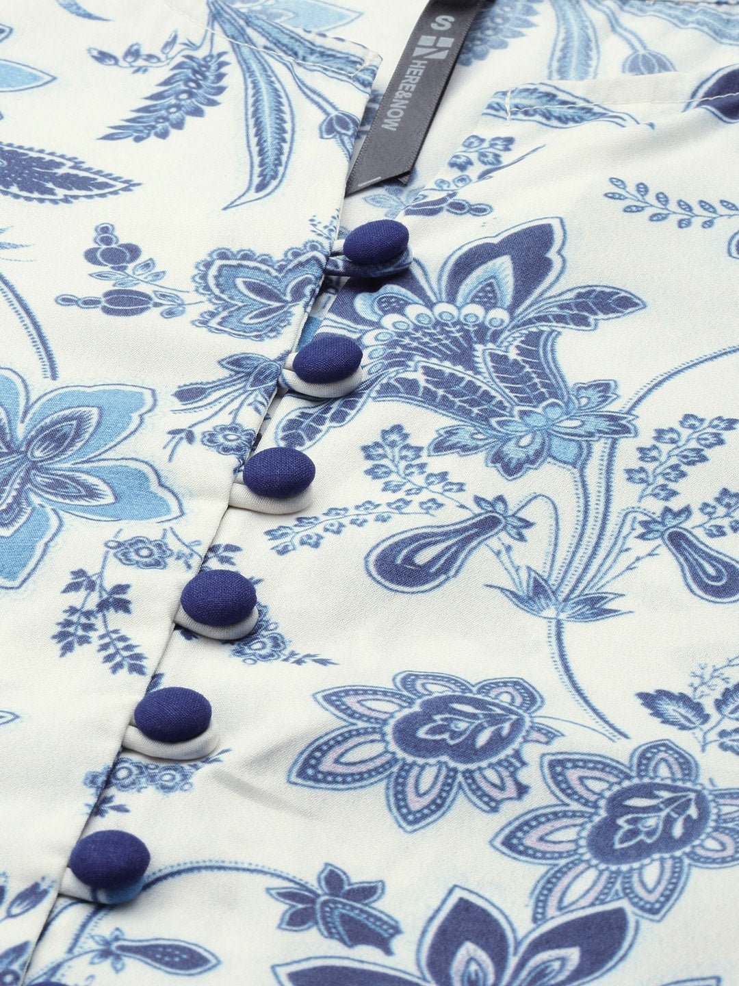 HERE&NOW Women Floral Printed Mandarin Collar Straight Kurta - Distacart