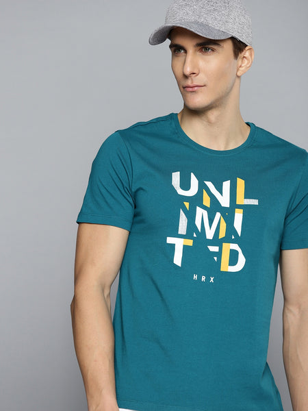 HRX By Hrithik Roshan Lifestyle Men Petrol Bio-Wash Typography Tshirts - Distacart