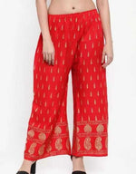 Thumbnail for PAVONINE Red Color Rayon Fabric Bhutta Print Palazzo For Women - Distacart