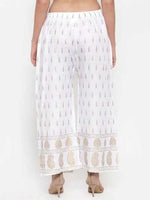 Thumbnail for PAVONINE White Color Rayon Fabric Bhutta Print Palazzo For Women - Distacart