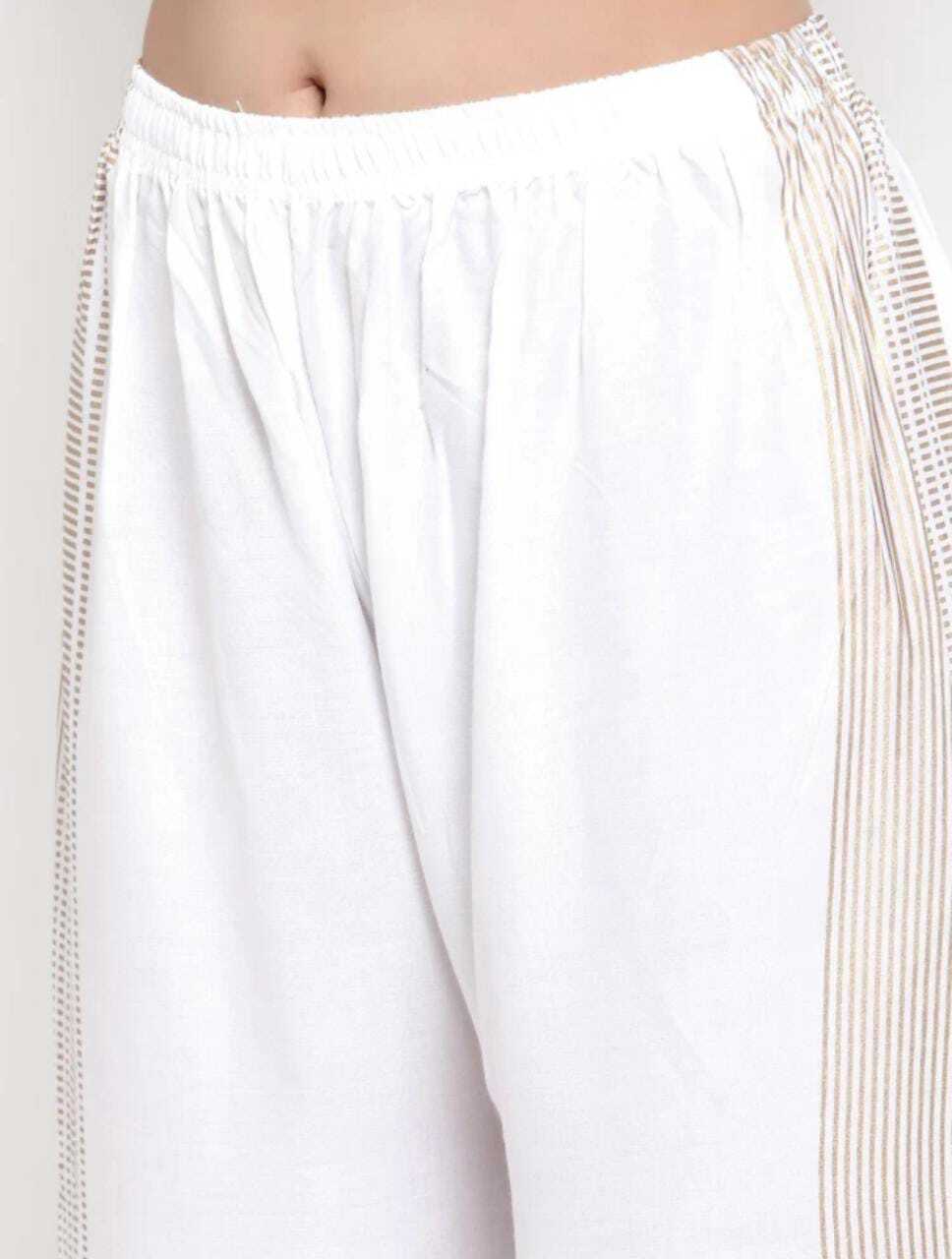 PAVONINE White Color Rayon Fabric Side Print Palazzo For Women - Distacart