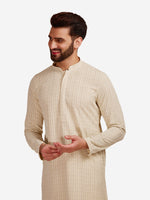Thumbnail for Manyavar Men Ethnic Motifs Embroidered Thread Work Cotton Kurta with Pyjamas - Distacart