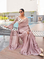 Thumbnail for Tikhi Imli satin saree with sequence embroidered blouse - Distacart