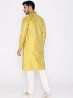 Thumbnail for Manyavar Men Yellow & White Self Design Kurta with Churidar - Distacart
