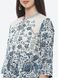 Thumbnail for Biba Women White & Blue Floral Printed Pure Cotton Kurta With Trousers & Dupatta - Distacart