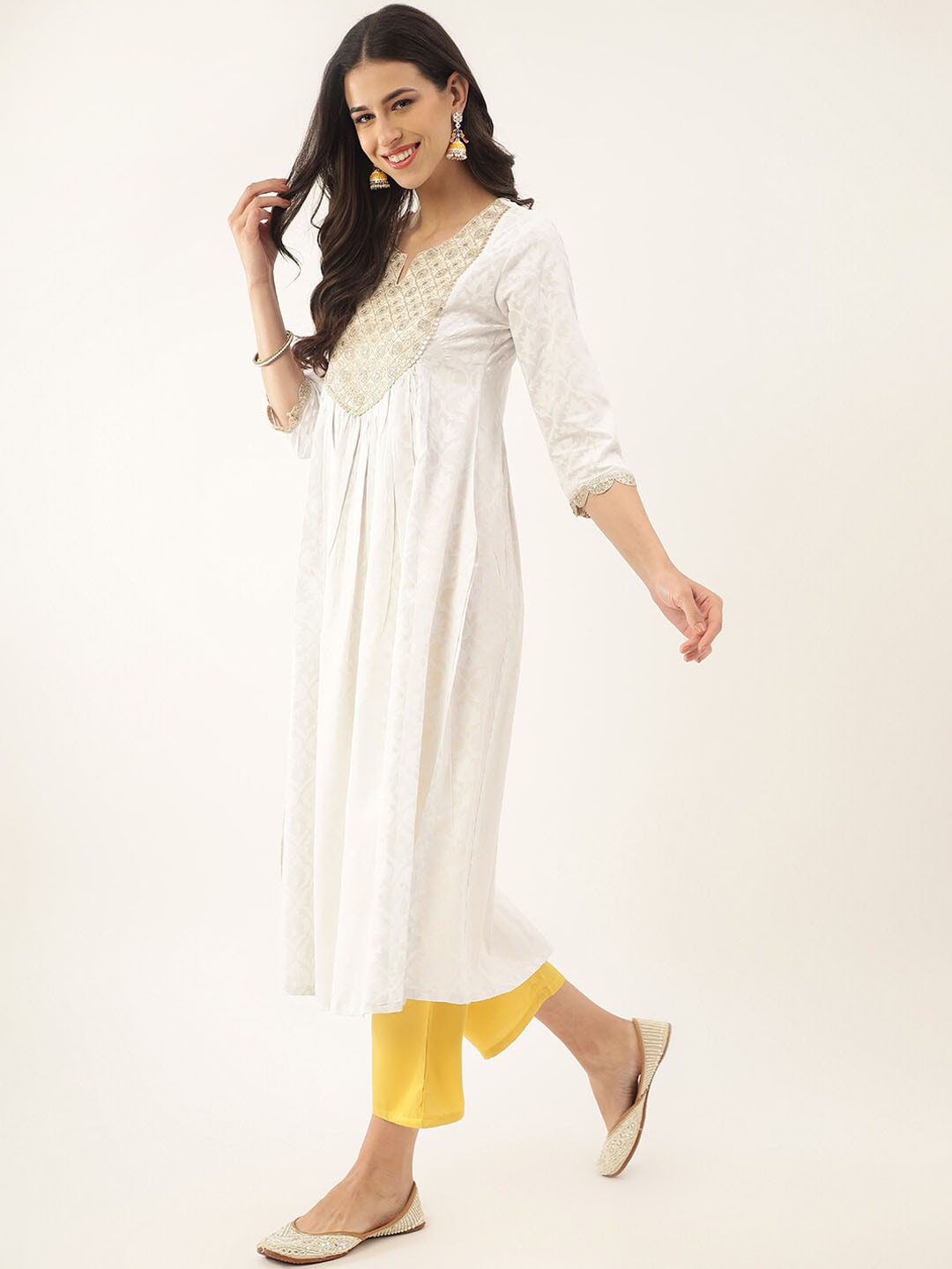 Khushal K Ethnic Motifs Embroidered Zari Sequined Kurta with Palazzos & Dupatta - Distacart