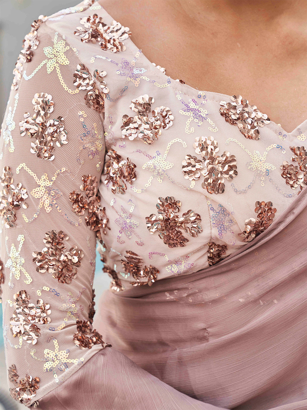 Tikhi Imli satin saree with sequence embroidered blouse - Distacart