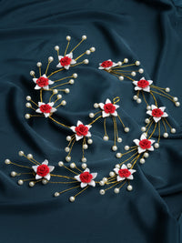 Thumbnail for Panash Women Gold-Toned & Red Embellished Tiara - Distacart