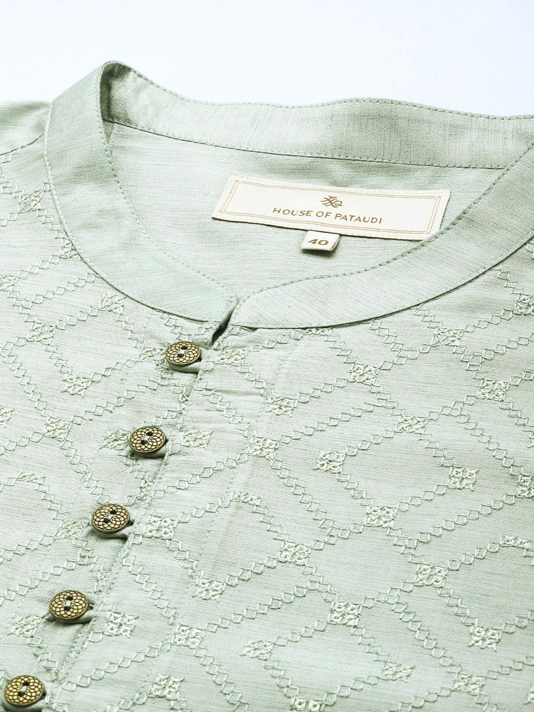 House of Pataudi Jashn Embroidered Thread Work Sequined Kurta - Distacart