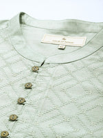 Thumbnail for House of Pataudi Jashn Embroidered Thread Work Sequined Kurta - Distacart