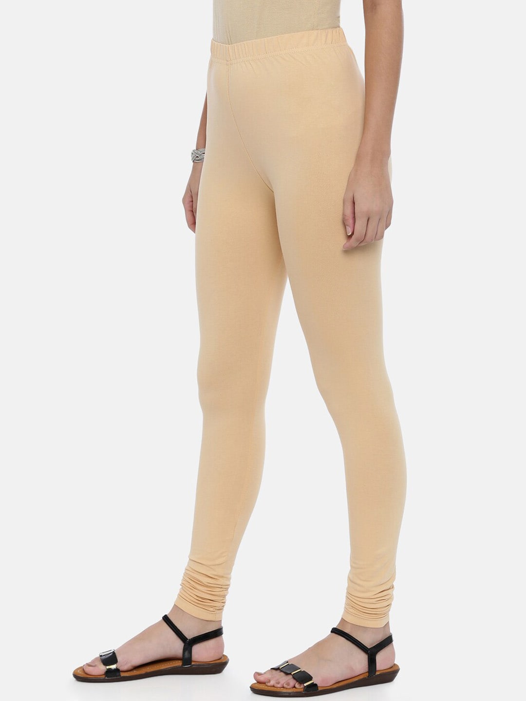 Souchii Beige Solid Churidar-Length Leggings - Distacart