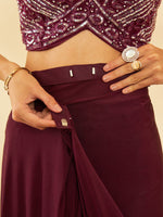 Thumbnail for Soch Maroon Beads and Stones Ready to Wear Saree - Distacart