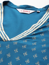 Thumbnail for Biba Women Ethnic Motifs Print Gotta Patti Kurta with Trousers & Dupatta - Distacart