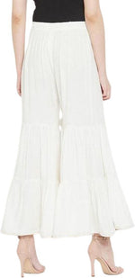 Thumbnail for PAVONINE Off-White Color Solid 3-Panels Flared Sharara - Distacart