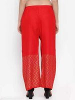 Thumbnail for PAVONINE Red Color Rayon Fabric Zig-Zag Printed Palazzo For Women - Distacart