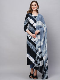 Thumbnail for Kalini Tie & Dyed V- Neck Kurta & Trousers With Dupatta - Distacart