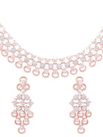 Thumbnail for Saraf RS Jewellery Rose Gold-Plated White AD-Studded Handcrafted Jewellery Set - Distacart